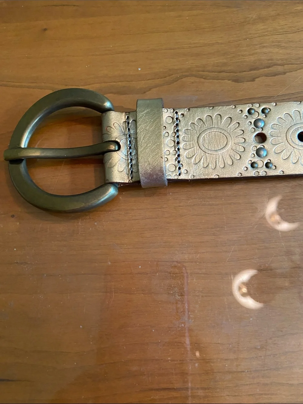Fossil Woven Leather Accent Belt - Gold. M